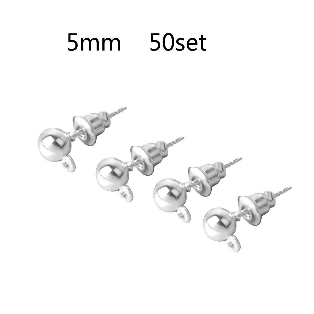 HGYCPP 50 Sets Earring Studs Ear Pin Ball Post with Earring Backs DIY Jewelry Findings - image 5 of 17