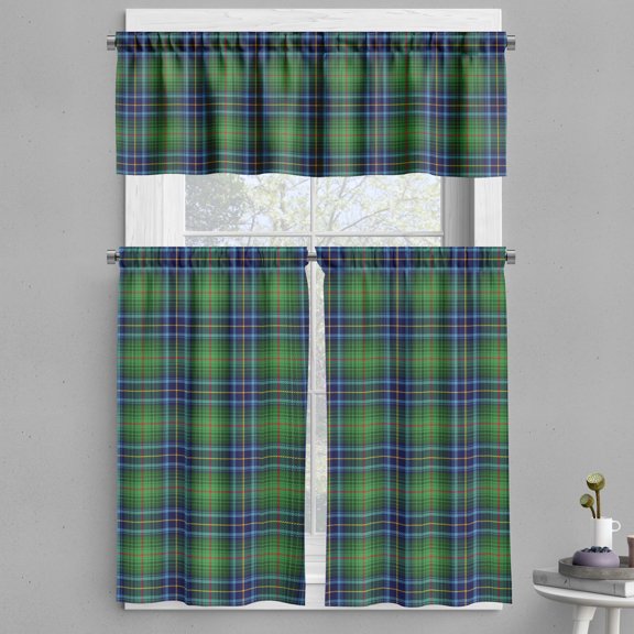 Ambesonne Plaid Valance & Curtain, Grunge Vibrant Folkloric, 55"x30", Multicolor