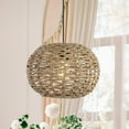thumbnail image 5 of JONATHAN Y Isla 14" 1-Light Farmhouse Coastal Rattan 180" Cord Plug-In or Hardwired LED Pendant, Brown, 5 of 10