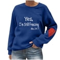 thumbnail image 2 of HOMBOM Crew Neck Sweatshirt for Women Valentines Pullover Casual Blue Hoodless Long Sleeve Womens Tops, 2 of 5