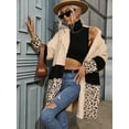 thumbnail image 5 of Leopard Color Block Longline Teddy Coat, 5 of 7