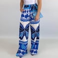 thumbnail image 5 of Idoravan Women's Plus Size Pants Clearance Fashion Women Casual Butterfly Printing Trousers High Waist Wide Leg Slim Straight Beach Pants, 5 of 8