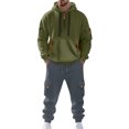thumbnail image 2 of MLQIDK Men's Track Suits 2 Piece Set Athletic Workout Gym Fleece Hoodie and Cargo Sweatpants Big and Tall Winter Casual Sweatsuits Jogging Suit Lounge Outfit Navy M, 2 of 4