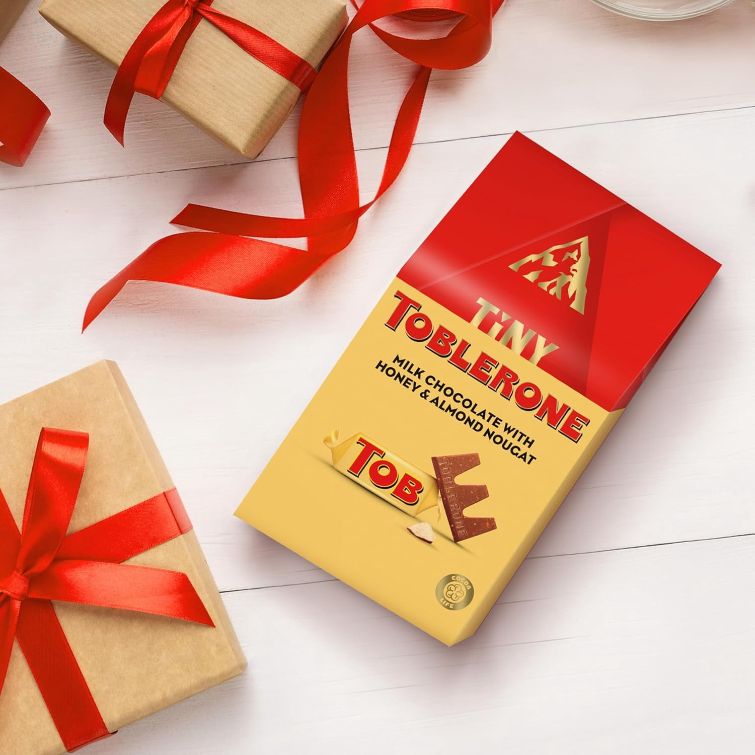 Tiny Toblerone Milk Chocolate Bars with Honey and Almond Nougat, 5.07 oz (18 Pieces)