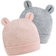 thumbnail image 1 of BR Gorro con orejas de oso para recién nacido, color rosa y gris, paquete de 2, 1 of 5