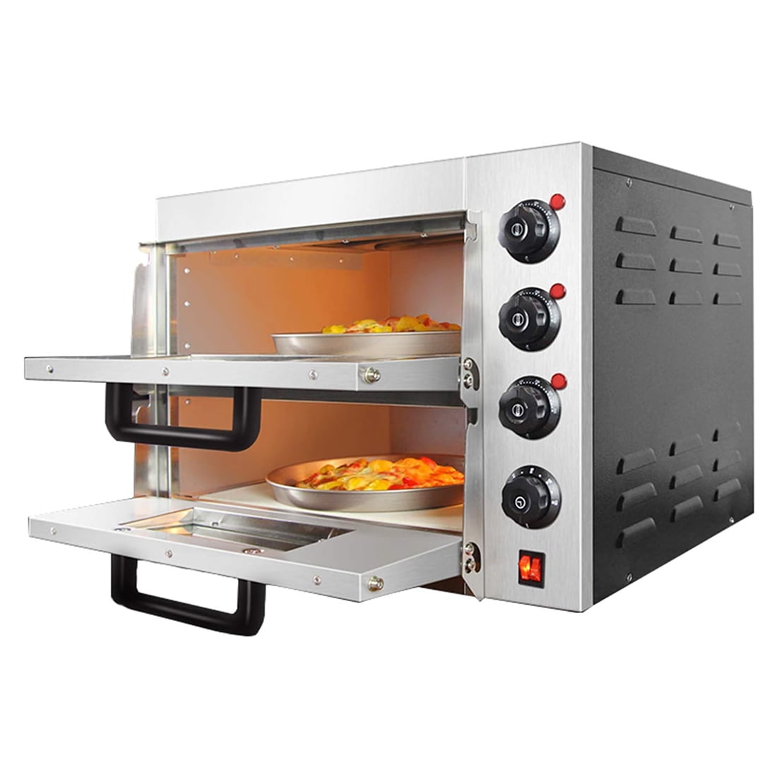 220V 16'' Commercial Double-Decker Pizza Oven Electric Pizza Snack Maker Machine