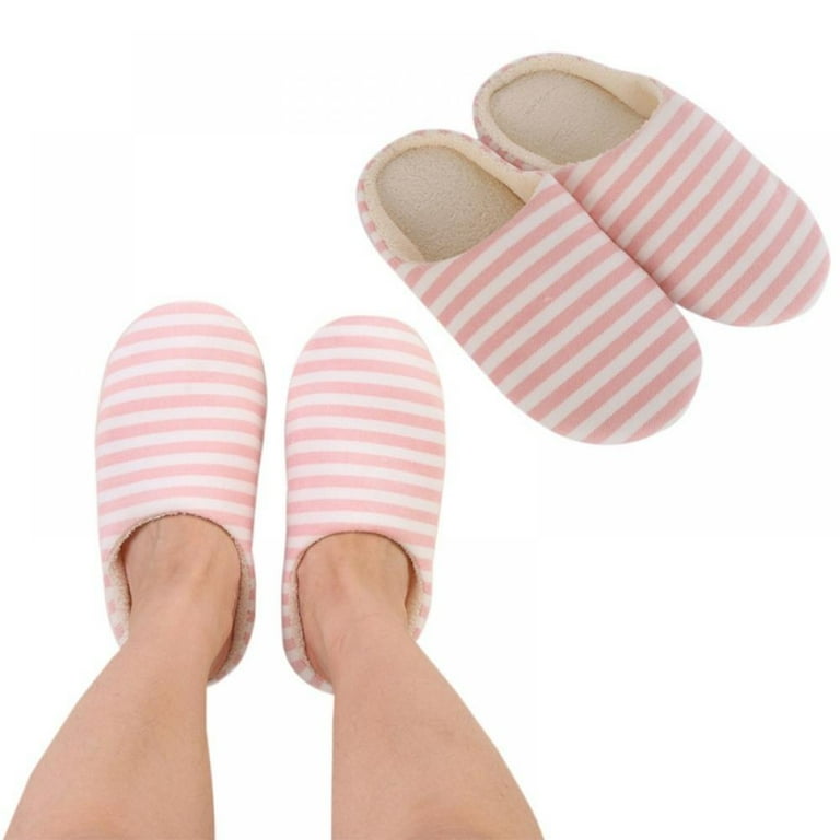 Clean Five Colors Striped Indoor Soft Bottom Cotton Slippers