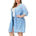 thumbnail image 4 of Agnes Orinda Women's Plus Size Cardigans Lace Lightweight Knit 3/4 Sleeves Cover Up Cardigan 4X Light Blue, 4 of 7