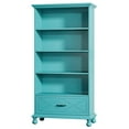 thumbnail image 3 of Kepooman Bookshelf, Bookcase Standing Shelf Unts,6-Shelf Bookcase with Drawer, 71" Bookshelf with Solid Wood Legs,Ocean Blue, 3 of 3