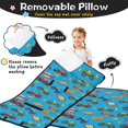 thumbnail image 3 of Monster Cartoon Truck Blue Pattern Teens Toddler Nap Mat with Pillow, Sleeping Mat Bag for Preschool Daycare 59"x22", 3 of 6