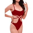 thumbnail image 1 of GHSDFBB Ring Linked Cut-Out One Piece Swimsuit Scoop Neck Lace Up Back Monokini Bathing Suit, 1 of 1