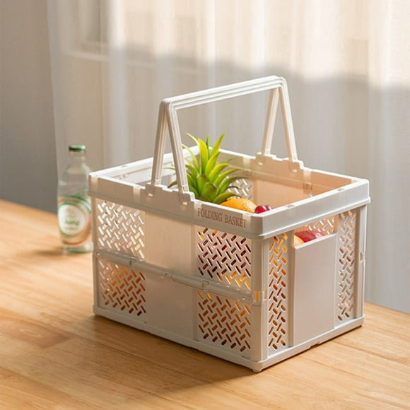 wamans Clothes Storage Foldable Storage Latchs Bins, Storage Organizer Box with Handle and ,Stackable Foldable Plastic Storage Containers, Visible Storage, for Closet, Laundry, Kitc Beige