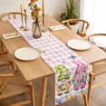 thumbnail image 3 of Table Runner 72 Inches Long for Kitchen Dining, Watercolor Gnomes Floral Dresser Scarf Farmhouse, Dining Table Decorations for Wedding/Parties, Spring Butterflies Flowers Pink Plaid 18 x 72 In, 3 of 8