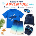thumbnail image 7 of Big Chill Boys' Rash Guard Set with UPF 50+ Short Sleeve Swim Shirt & Trunks, 2-Piece, Sizes 4-14, 7 of 7