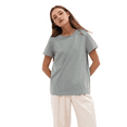 thumbnail image 2 of T-shirts à Manches Courtes Surdimensionnés pour Femmes, Col Rond, Coupe Ample, T-Shirt d'Entraînement, Hauts d'Été Décontractés, Coton, Gris Brouillard Cendré, TTTG, 2 of 8