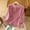 Hot Pink, variant on Zysthvn Embroidered Tops for Women Plus Size Cotton Blend Casual 3/4 Sleeve Women T Shirt Solid Button Chinese Style Crew Neck