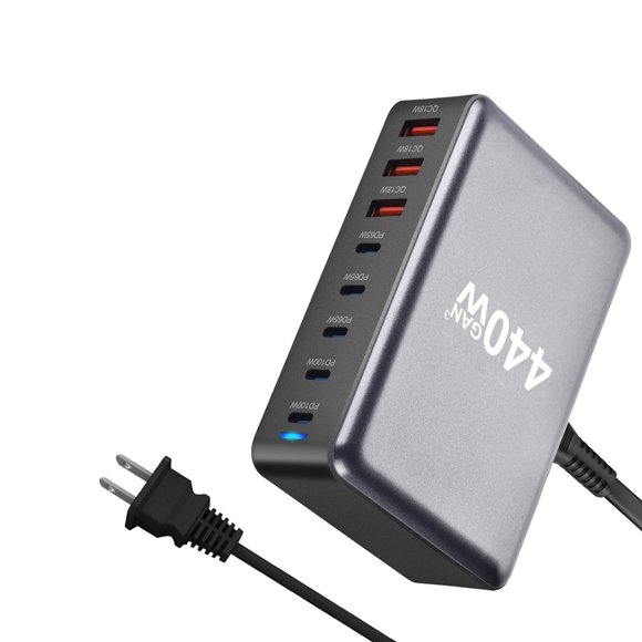 Estación de carga de escritorio,Estación de carga de escritorio con múltiples puertos y cargador PD,Estación de carga USB C de 440 W para varios dispositivos,Cargador para computadora