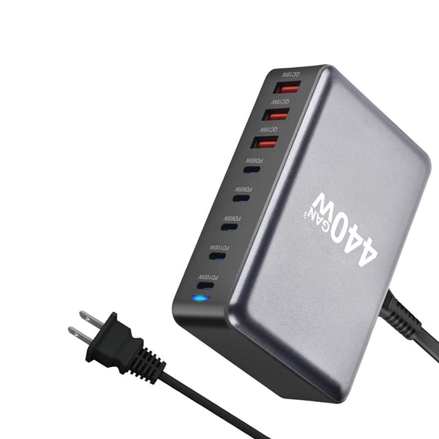 Estación de carga de escritorio,Estación de carga de escritorio con múltiples puertos y cargador PD,Estación de carga USB C de 440 W para varios dispositivos,Cargador para computadora