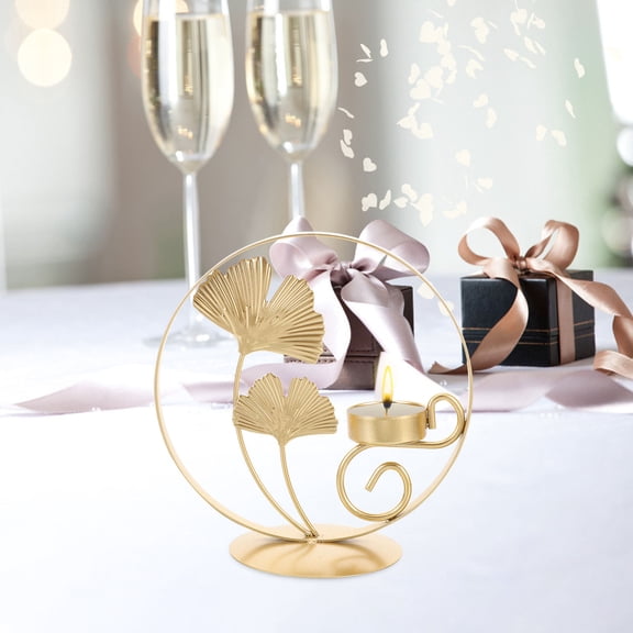 Phenofice Golden Iron Candle Holder for Tealight and Votive Candles with Unique Plant Design, Perfect Table Decor