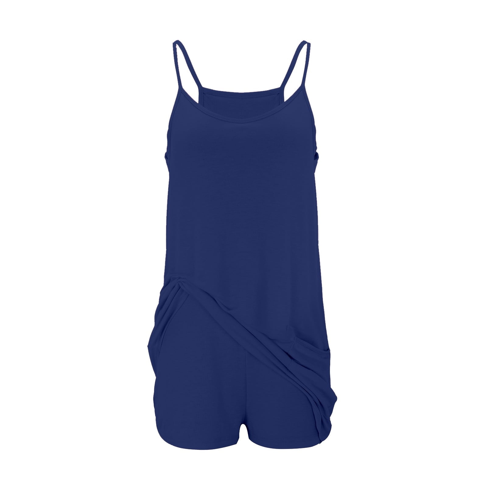 Dress for Women Mini Dress Sleeveless Onesie Casual Loose Fit Romper Built-in Shorts Summer Beach Jumpsuits with Pockets