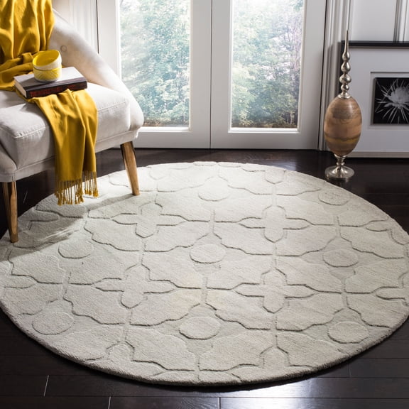 Safavieh Impressions Richmal Geometric Wool Area Rug, Silver, 5' x 5' Round