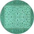 thumbnail image 1 of Ahgly Company Machine Washable Indoor Round Persian Turquoise Blue Traditional Area Rugs, 5' Round, 1 of 4
