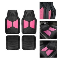 FH Group Universal Fit Two-tone Car Floor Mats Heavy Duty Rubber Full Set 4Pc - F11313PINK