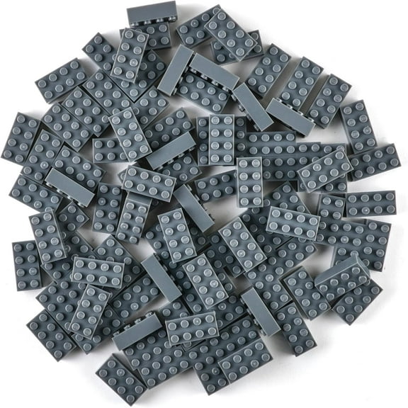 Building Blocks Starter Set - Compatible with Major Brick Brands - 96 Gray 2x4 Pieces - Creative Play Kit & Brick Set for Age 3 