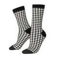 thumbnail image 2 of Uemuo Houndstooth Black And White Pattern Women's Crew Socks, Soft Durable Breathable Moisture-Wicking with Odor Control Cotton socks, 2 of 9