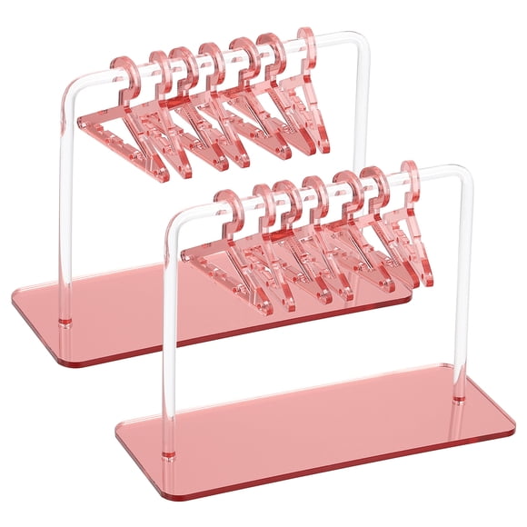 2 Set Earring Holder with 16 Coat Hangers, Acrylic Earring Holder Organizer Stand for Studs Long Earring, Rose Gold