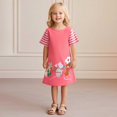 thumbnail image 2 of Toddler Girls Dresses Striped Summer Cartoon Appliques Casual Clothing Dress Size 1-2T, 2 of 7