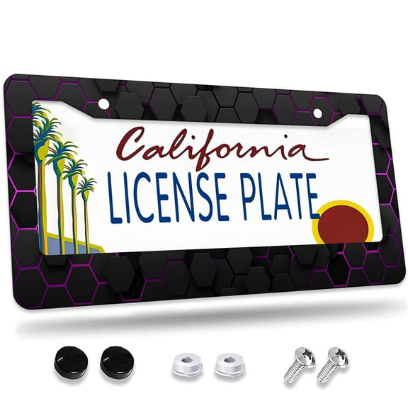 1 Pcs License Plate Frame, License Plate Cover for Car Decorative Parts, Aluminum License Plate Bracket Holder Rust-Proof Rattle-Proof Weather-Proof for US Standard Car