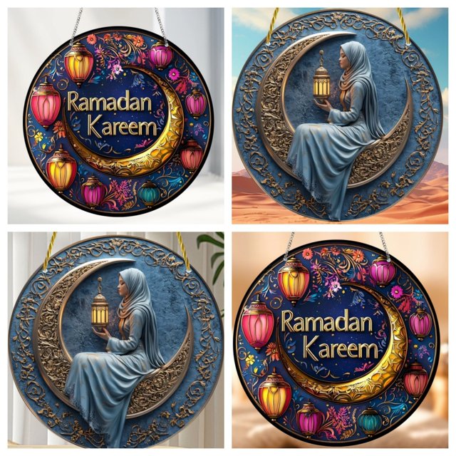 Xihbxyly Colgante de Estrella de Festival, Diseño Redondo de Acrílico, Placa para Puerta de Ventana Navideña, Cadena Colgante Versátil, Material Duradero, Decoración Navideña, Idea de Regalo Festivo,