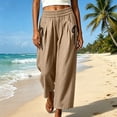 thumbnail image 6 of CQONEPT Wide Leg Pant for Womens Elastic Waist Elastic Waist Crop Pants Casual Flowy Loose Fit Trousers with Pocket Khaki S, 6 of 6
