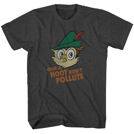 Tradition Mascot T-shirt Woodsy The Owl Mascot Give A Hoot Don't Pollute Cartoon Vintage Classic Retro Graphic Funny Adult Men's T-Shirt ()
