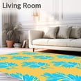 thumbnail image 2 of ODIKA 4'x6' Machine Washable Non-Slip Area Rug, Winter Wonderland Tapestry with Interlocking Snow Petal and Fern Filigree High Traffic Rug with Pad, Yellow, 629832, 2 of 8