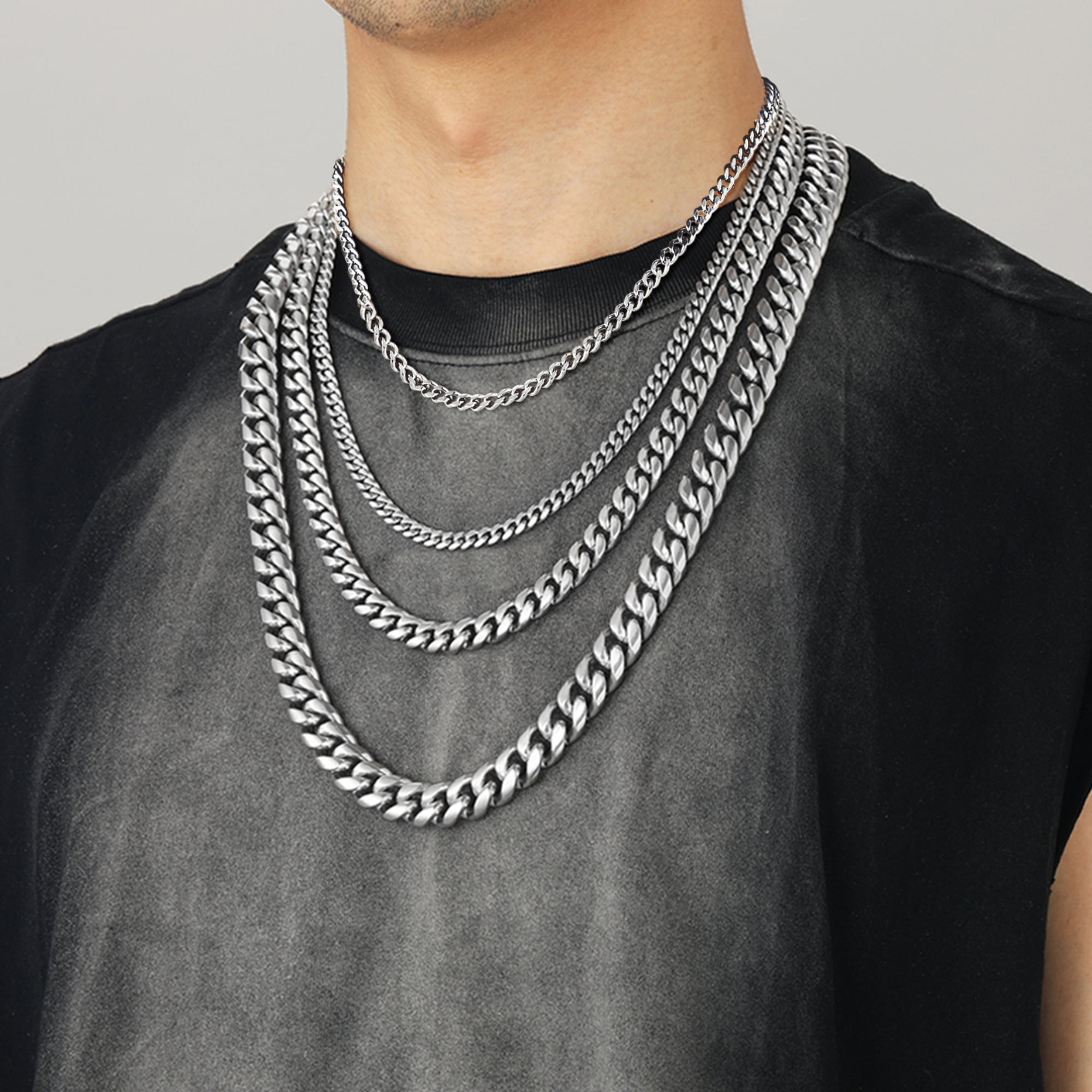 ChainsHouse Stainless Steel Cuban Link Chain Necklace for Men Durable Chains Birthday Christmas Valentines Jewelry Gift, 10mm Width 26 inch Length