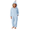 thumbnail image 2 of Kids Pumpkin Hooded Solid Fleece One‑Piece Jumpsuit Full‑Zip Loungewear Onesie Blue 14-15 Years, 2 of 7
