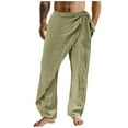 thumbnail image 1 of Zszcpp Work Pants Men Linen Breathable Classic Pencil Pleat Drawstring Elastic Waist Lounge Trousers Casual Trouser, 1 of 8