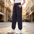 thumbnail image 2 of Xyant Girls Cargo Pants Y2K Baggy Streetwear for Kids Elastic Waist&Ankle Multi Pockets Casual Jogger Pants 5-16Y (Black,5-6 Years), 2 of 3