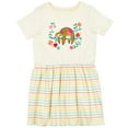 thumbnail image 3 of Inktastic Sloth Cute Girls Flowered Girls Toddler Dress, 3 of 5