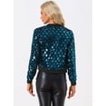 thumbnail image 4 of Chaqueta Bomber Allegra K con lentejuelas de Manga Larga y Brillo Azul S, 4 of 6