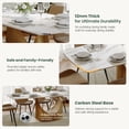 thumbnail image 6 of POVISON 71" Modern Dining Table for 4-6, Rectangular White Matte Sintered Stone Dining Table with Bronze Carbon Steel Legs, 6 of 15