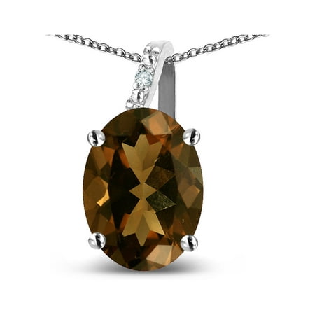 - Star K 14k Gold Oval 9x7 Genuine Smoky Quartz Journey Pendant Necklace