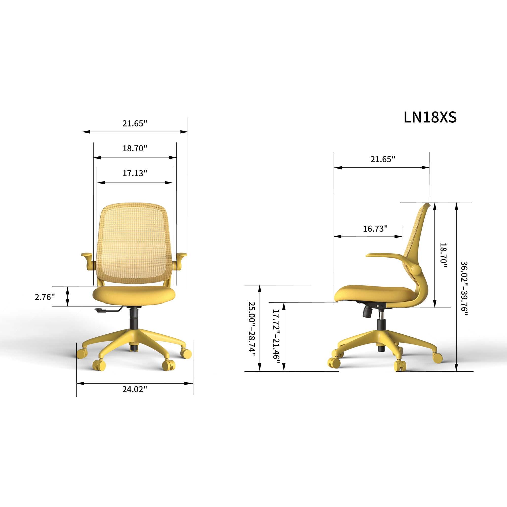 Modern Fabric Ergonomic Office Chair with 3D Flip-Up Arms, Executive Task Chair for Meeting Room, Staff Office, Yellow