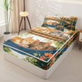 thumbnail image 3 of Manfei Anime Sleeping Kitten Zipper Twin Comforter Sets with Fitted Sheet and 2 Pillowcases, Garden Floral Hammock Zipper Bedding Set, Cream Green, Polkadot Reversible, 4pcs, 3 of 7