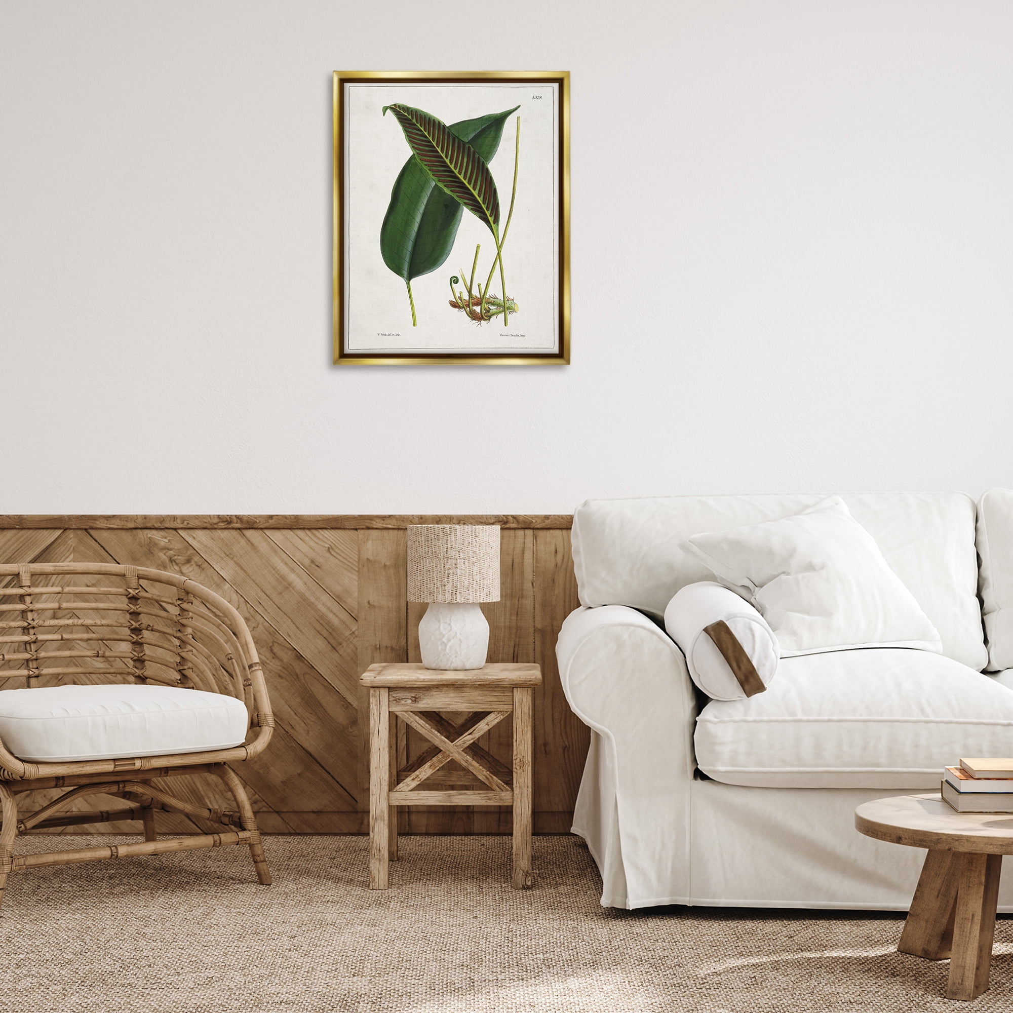 Stupell Industries Leaf and its Underside Study Plants & Flowers Painting Gold Floater Framed Canvas Art Print Wall Art, 25 x 31