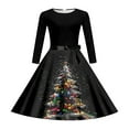 thumbnail image 4 of XEGLSBU Christmas Dresses for Girls 10/12 Style Girls Print Party Dress with Lace up Front Long Sleeves and Back Elastic Zipper for Festive Pageant Gown c-Black Size 13-14 Years, 4 of 4