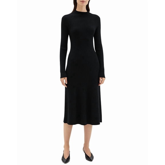 Theory womens Flare Midi Dress, XL, Black
