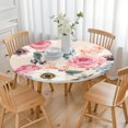 thumbnail image 3 of Round Fitted Tablecloth with Elastic Edges Fits 45"-52" Round Tables Pioneer Colorful Floral Waterproof Table Cover Washable Indoor and Outdoor for Party Kitchen Dinner Banquet Patio Picnic, 3 of 7